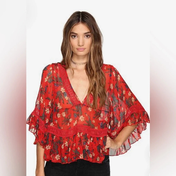 Free People | Bright Lights Floral Print Top - Picture 1 of 5